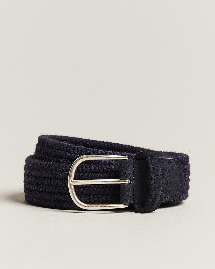 Homme | Ceintures | Anderson's | Braided Wool Belt Navy