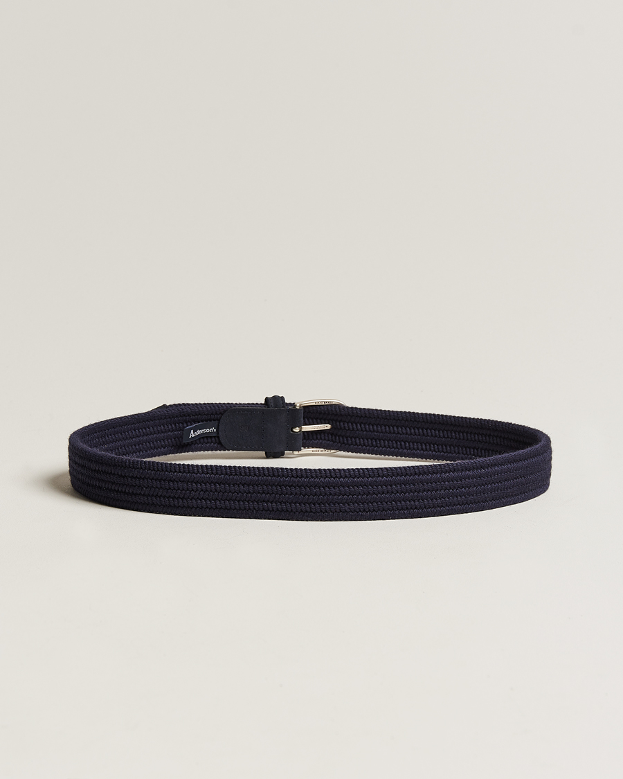 Homme | Italian Department | Anderson's | Braided Wool Belt Navy