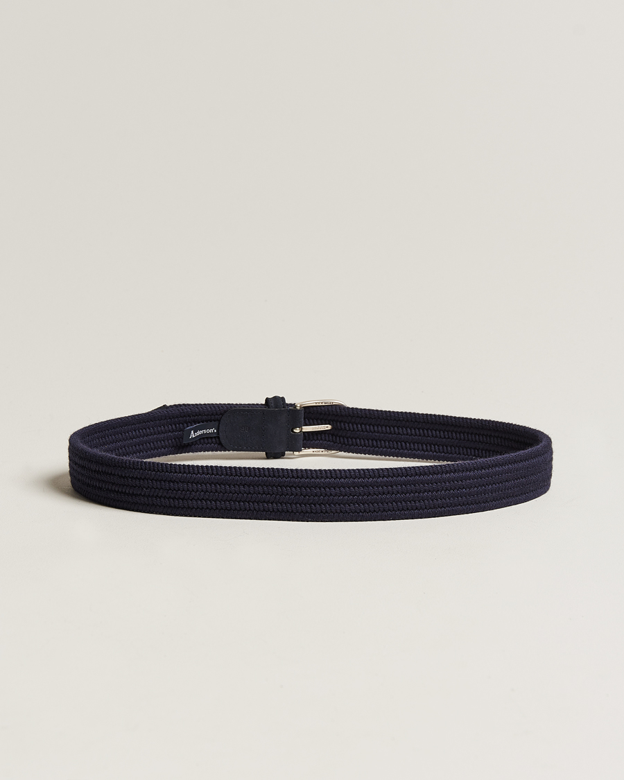 Homme | Ceintures | Anderson's | Braided Wool Belt Navy