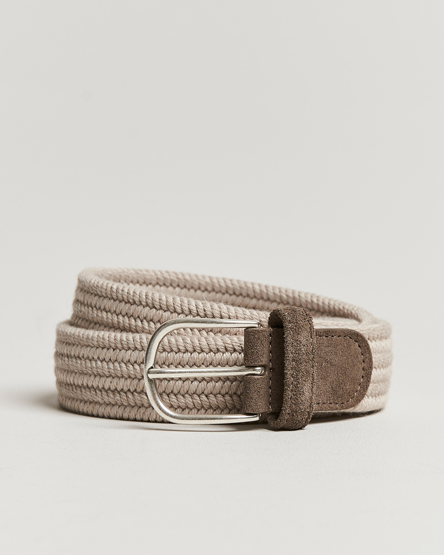 Homme | Ceintures | Anderson's | Braided Wool Belt Beige