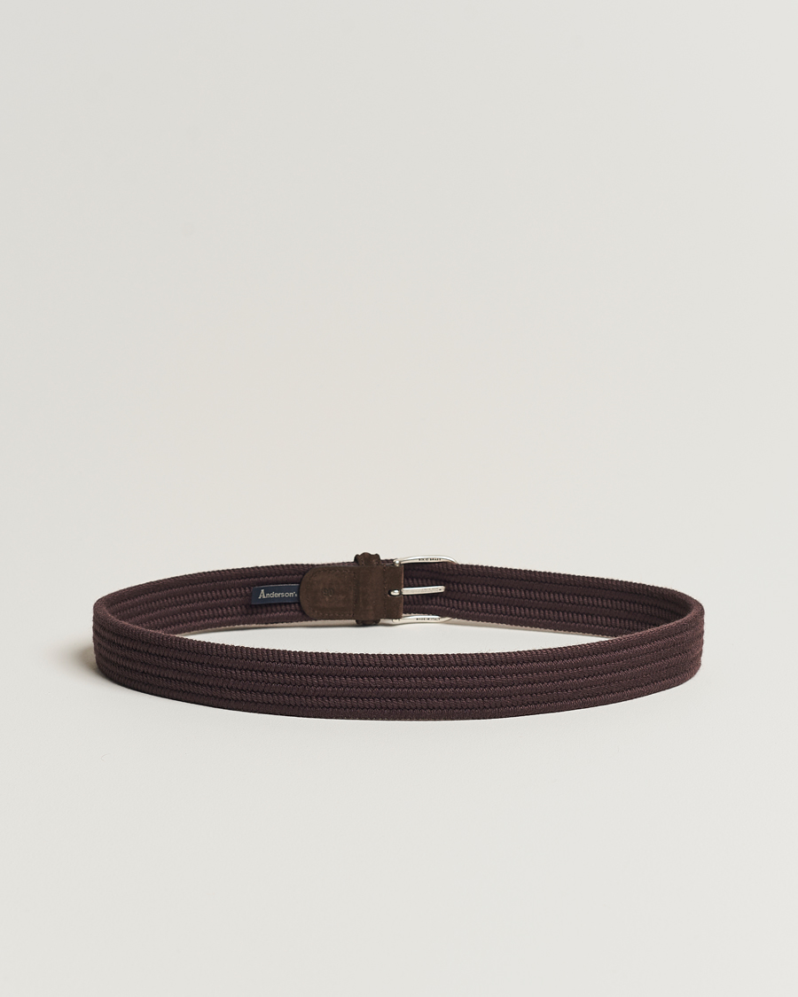 Homme | Italian Department | Anderson's | Braided Wool Belt Brown