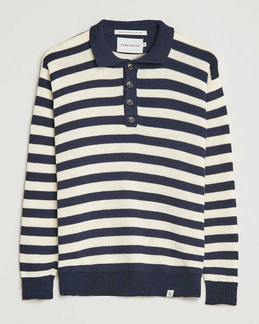 Homme | Pulls Et Tricots | Peregrine | Richmond Knitted Rugby Shirt Navy/White