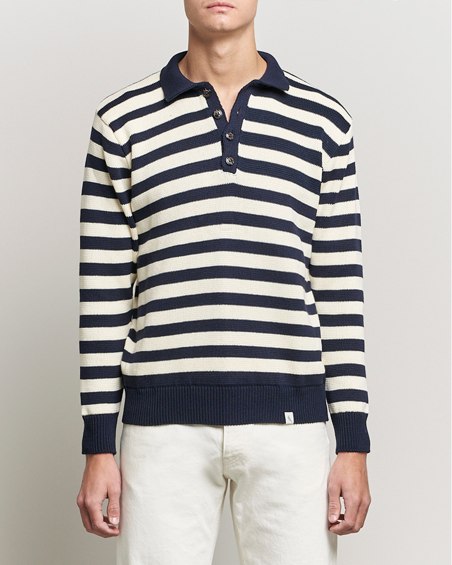 Homme | Pulls Et Tricots | Peregrine | Richmond Knitted Rugby Shirt Navy/White
