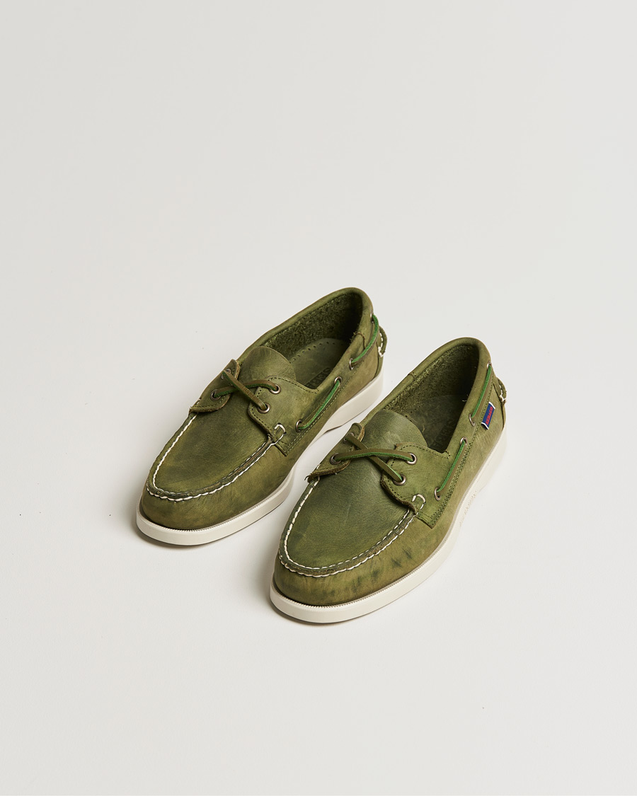 Homme | Sebago Docksides Nubuck Boat Shoe Green Military | Sebago | Docksides Nubuck Boat Shoe Green Military