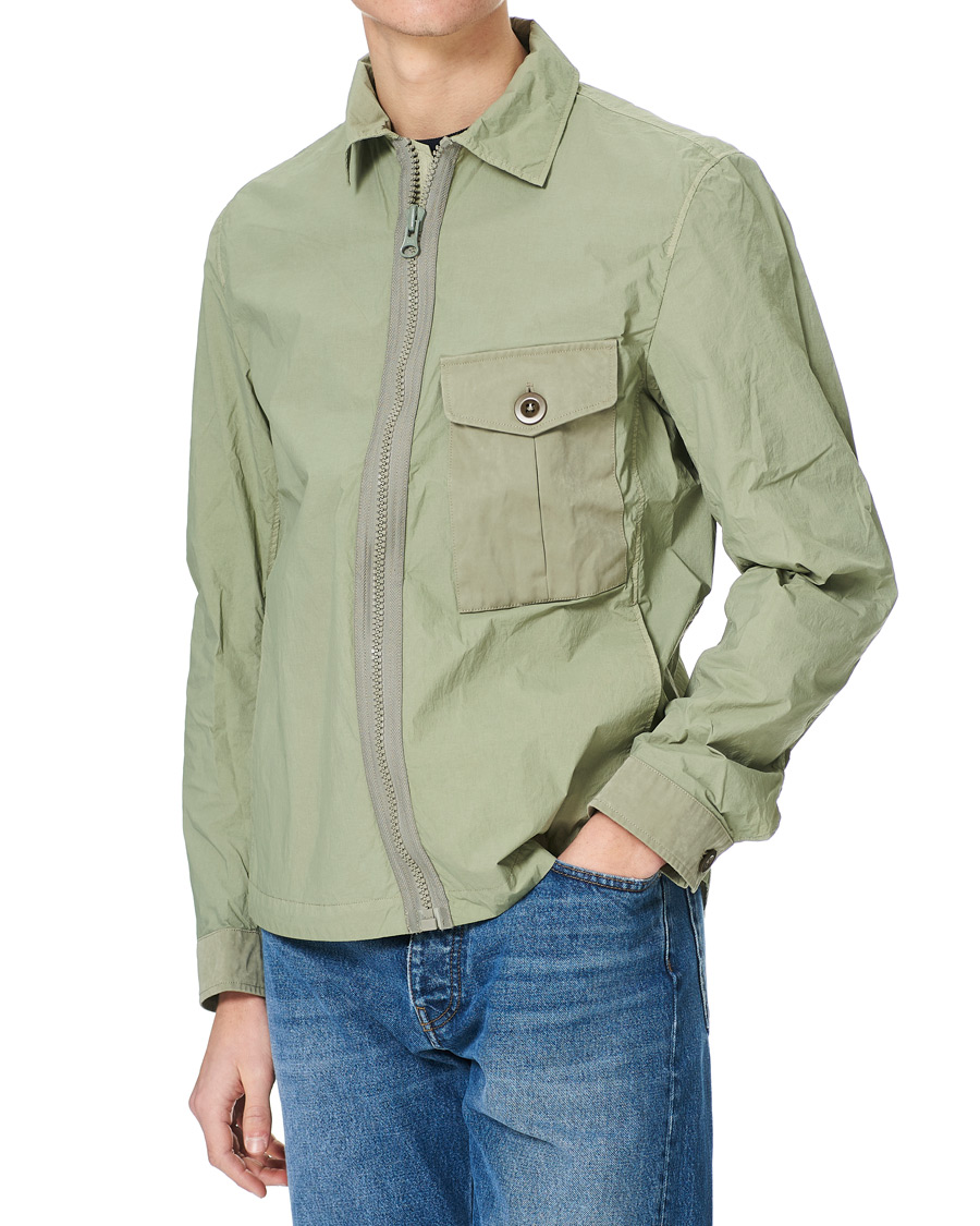 Homme | Manteaux Et Vestes | Ten c | Garment Dyed Nylon Shirt Jacket Light Green
