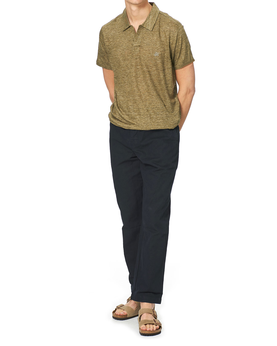 Homme | Polos | Vilebrequin | Jersey Linen Polo Olive Chine