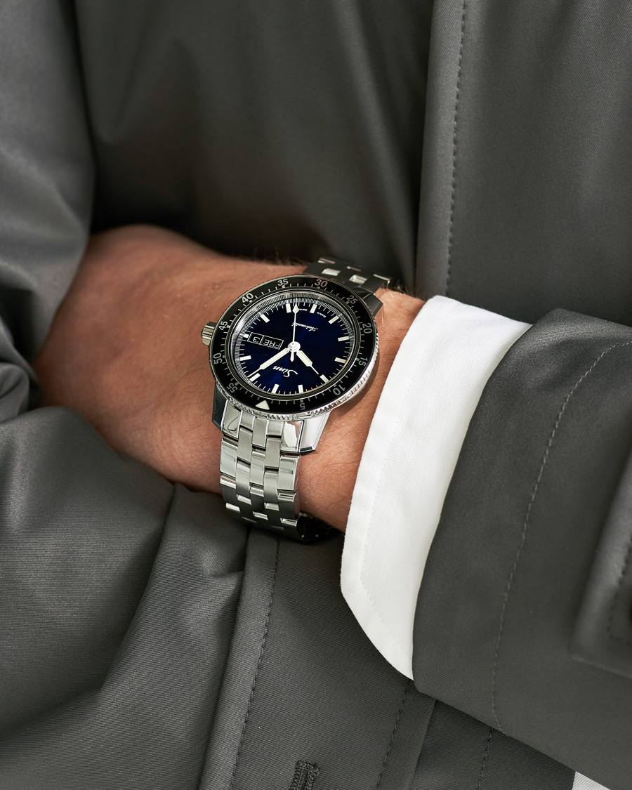 Homme | Fine watches | Sinn | 104 I B Pilot Watch 41mm Steel Link Dark Blue