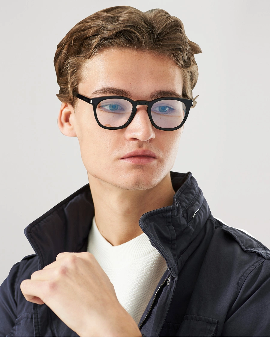 Men | Round Frame Sunglasses | Saint Laurent | SL28 Photochromic Sunglasses Black/Transparent