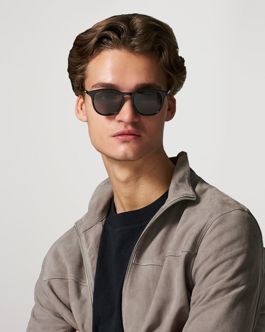 Homme | Lunettes De Soleil Rondes | Gucci | GG1157S Sunglasses Black/Grey