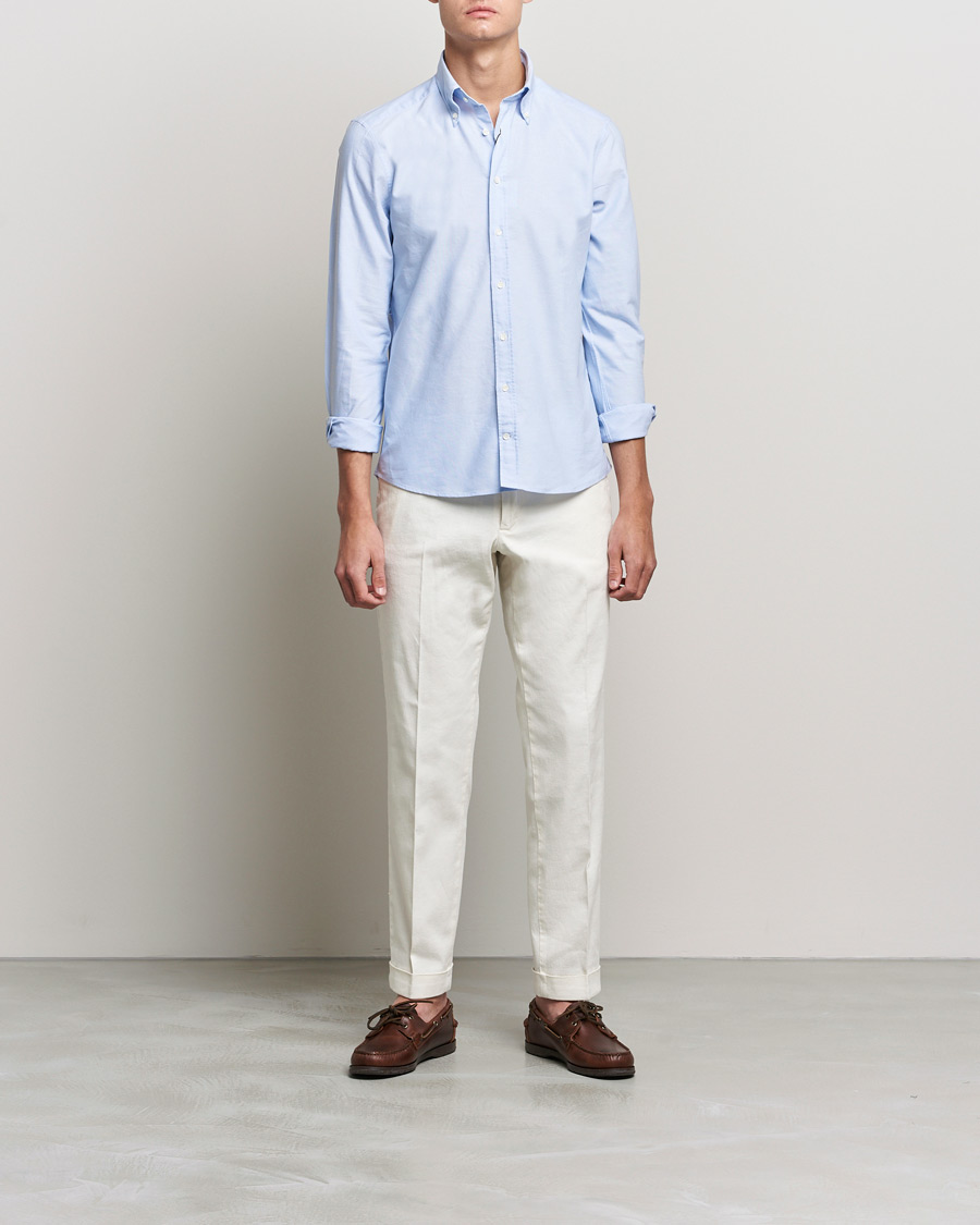 Homme | Chemises | Stenströms | Slimline Oxford Shirt Light Blue