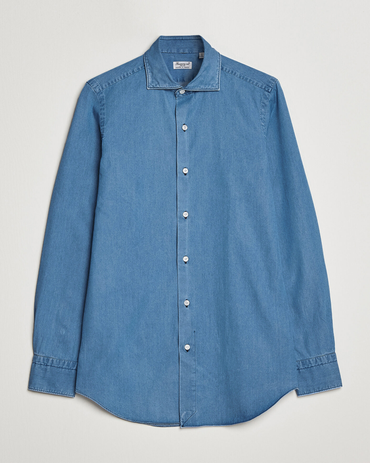 Homme | Chemises | Finamore Napoli | Milano Slim Denim Shirt Light Indigo