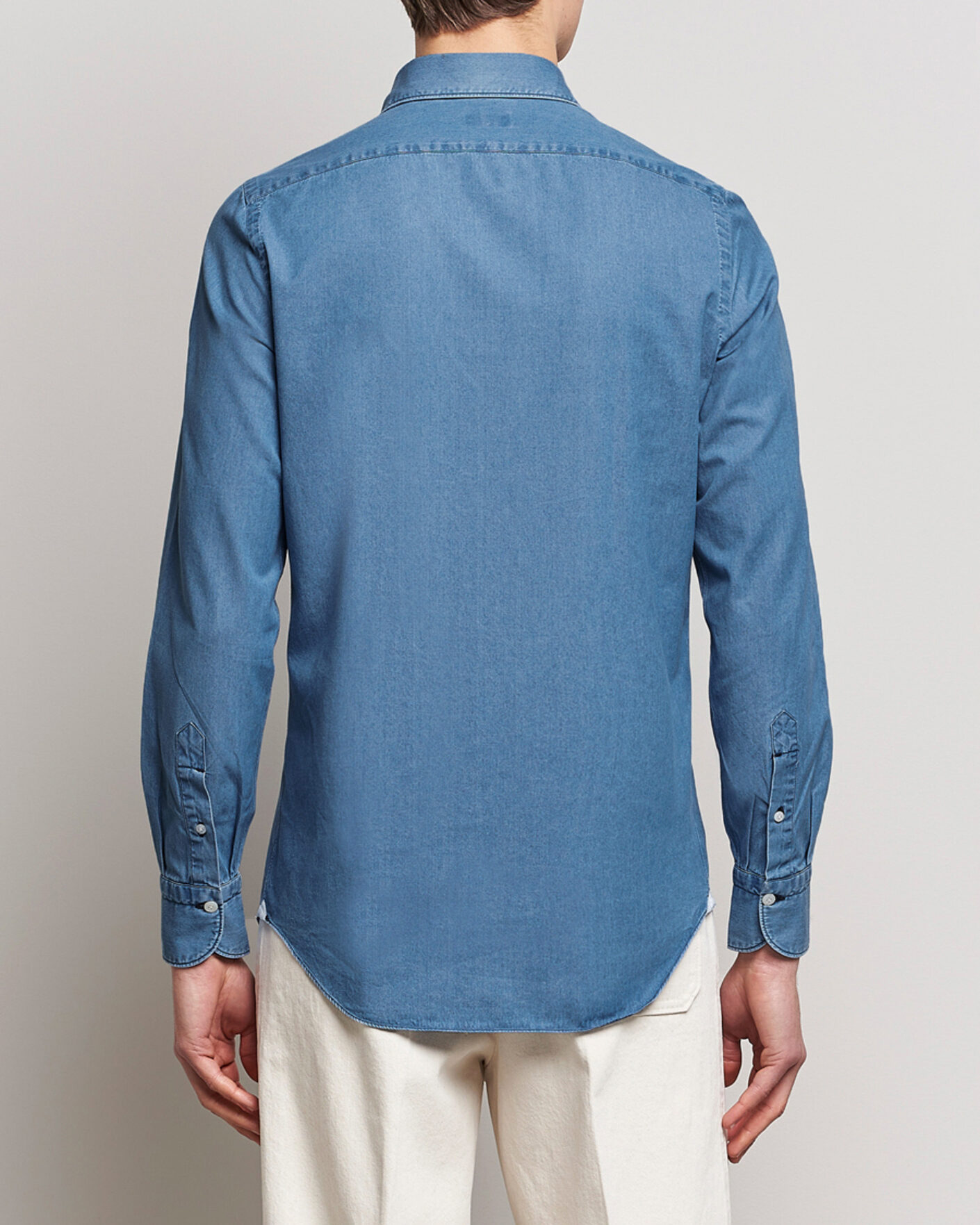 Homme | Chemises | Finamore Napoli | Milano Slim Denim Shirt Light Indigo