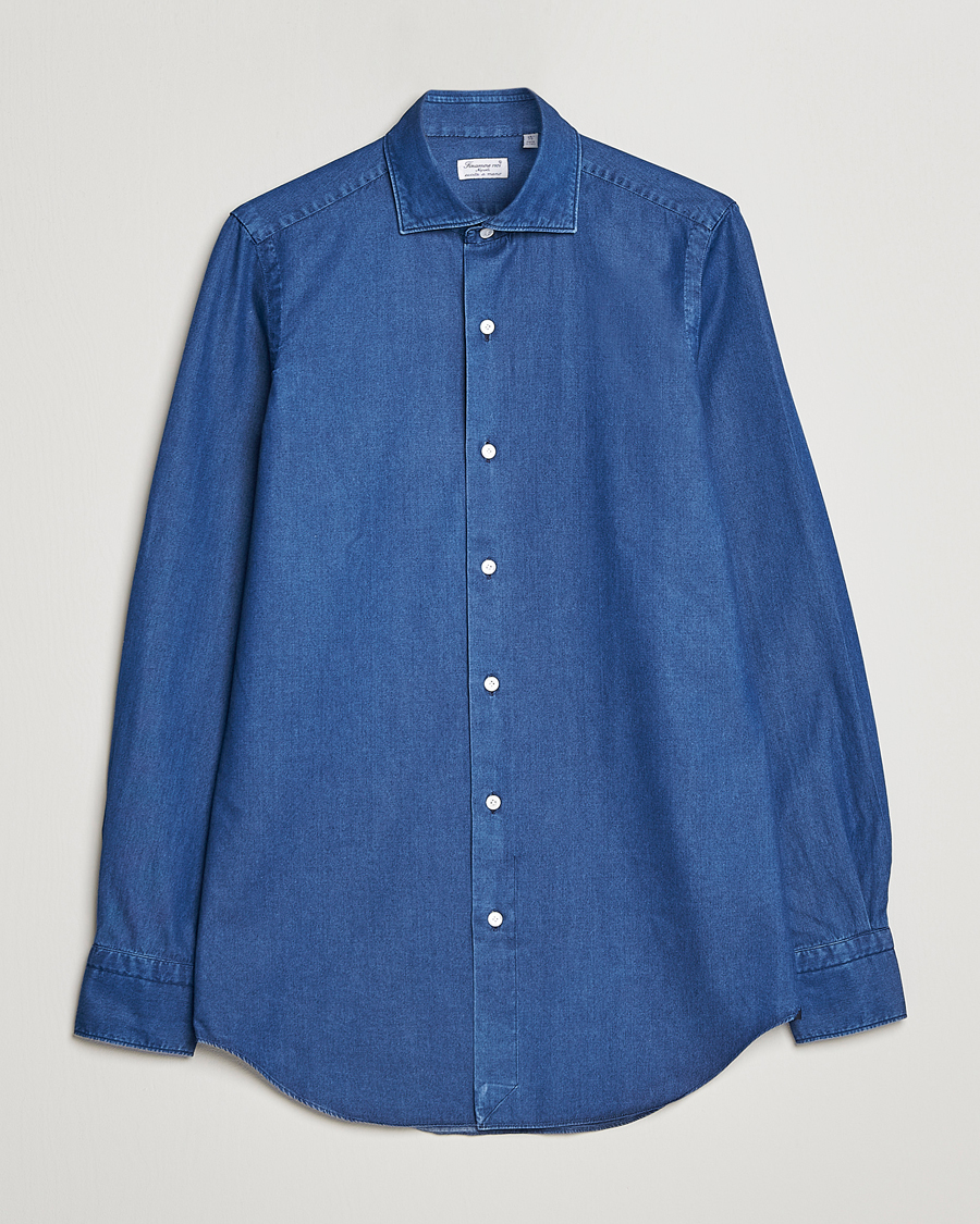 Homme | Chemises | Finamore Napoli | Milano Slim Denim Shirt Dark Indigo