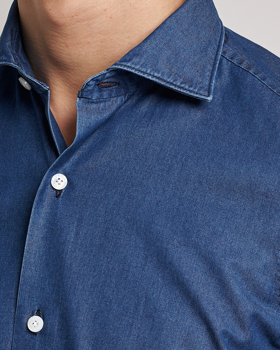 Homme | Chemises | Finamore Napoli | Milano Slim Denim Shirt Dark Indigo