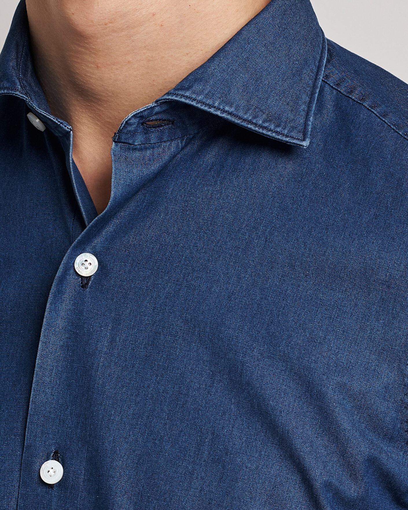 Homme | Chemises | Finamore Napoli | Milano Slim Denim Shirt Dark Indigo