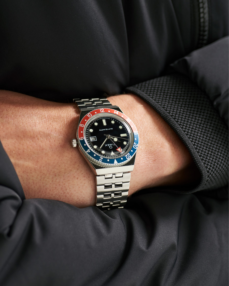 Homme | Bracelet En Acier Inoxydable | Timex | Q Diver GMT 38mm Navy/Red