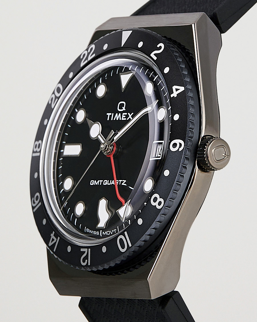 Homme | Montres | Timex | Q Diver GMT 38mm Rubber Strap Black/Grey
