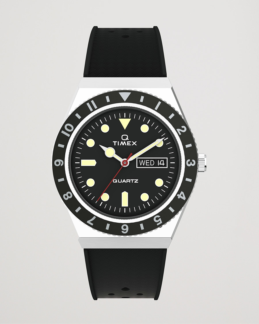 Homme | Timex Q Diver 38mm Rubber Strap Black | Timex | Q Diver 38mm Rubber Strap Black