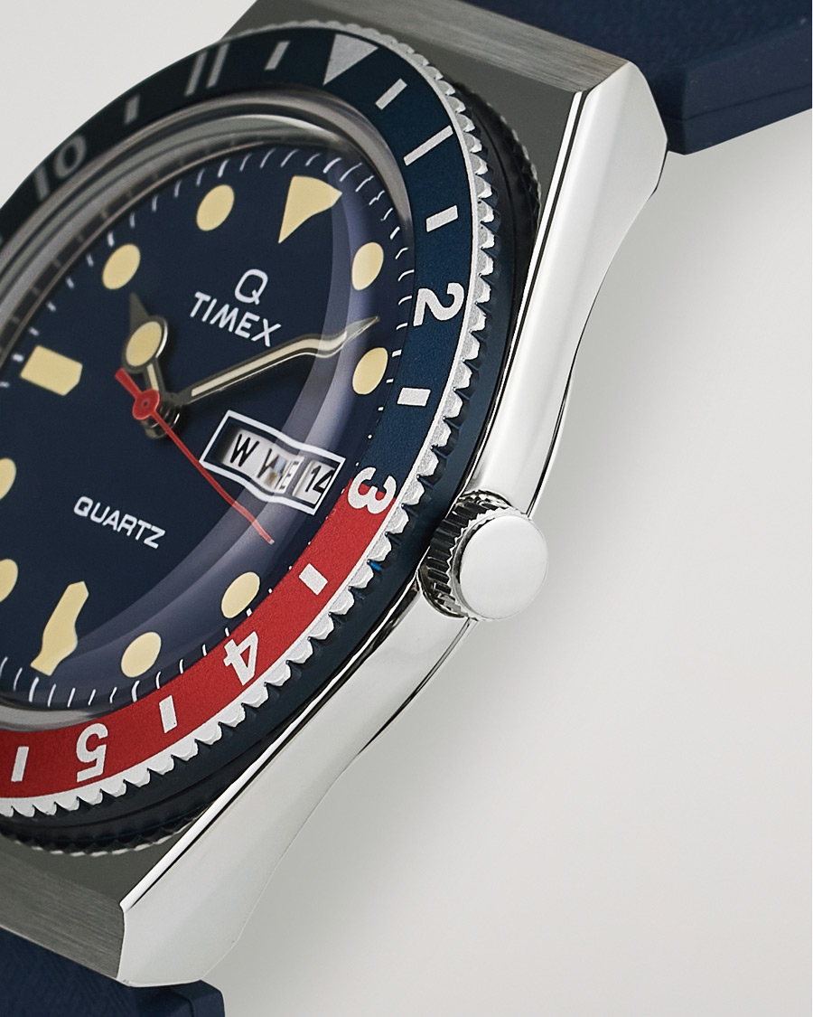 Homme | Timex Q Diver 38mm Rubber Strap Blue/Red | Timex | Q Diver 38mm Rubber Strap Blue/Red
