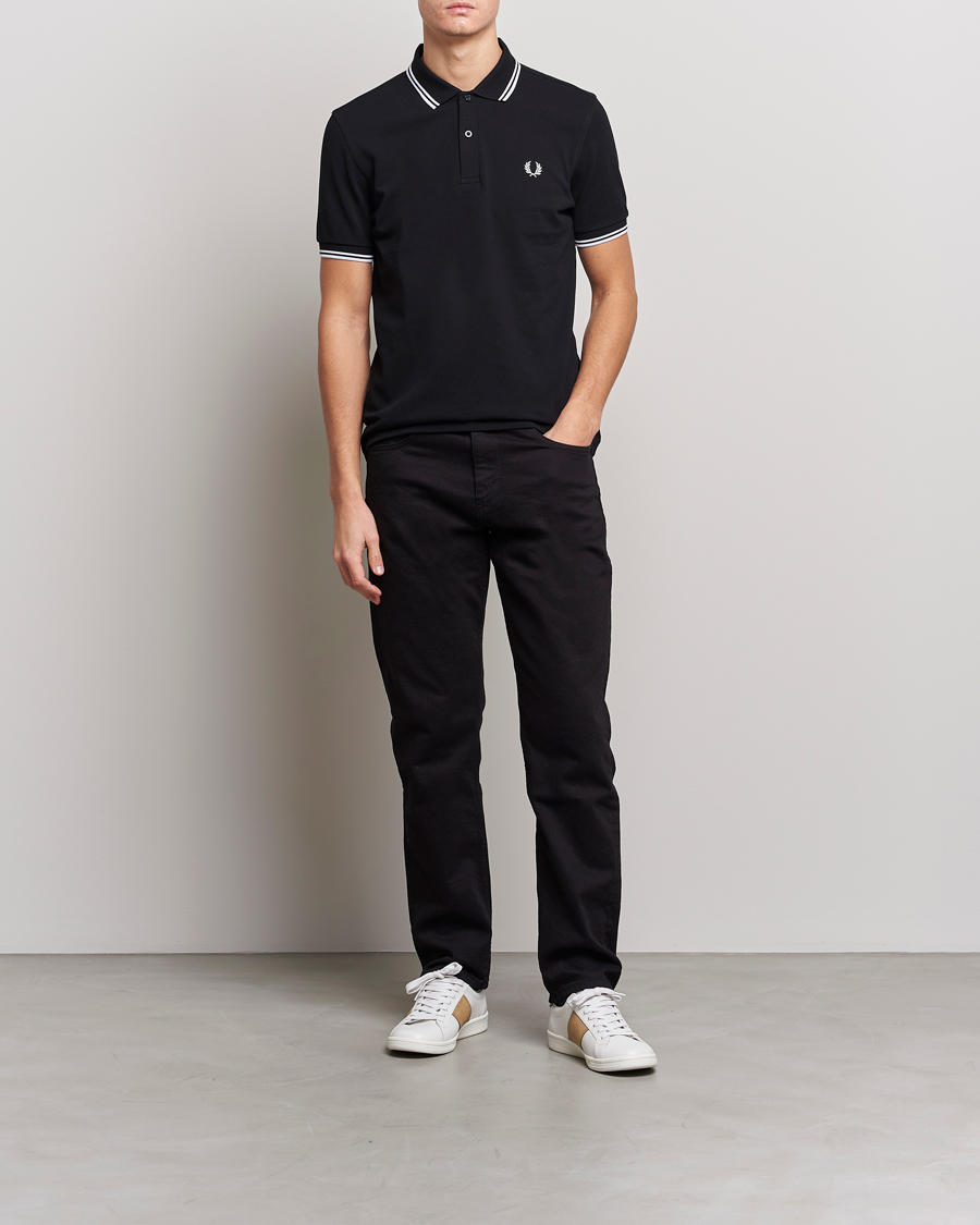 Homme | Polos | Fred Perry | Twin Tipped Polo Shirt Black