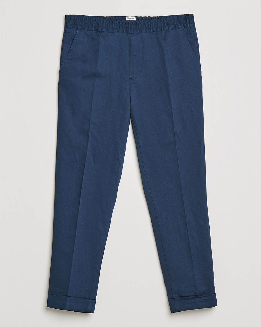 Homme | Pantalons | Filippa K | Terry Linen Trousers Navy