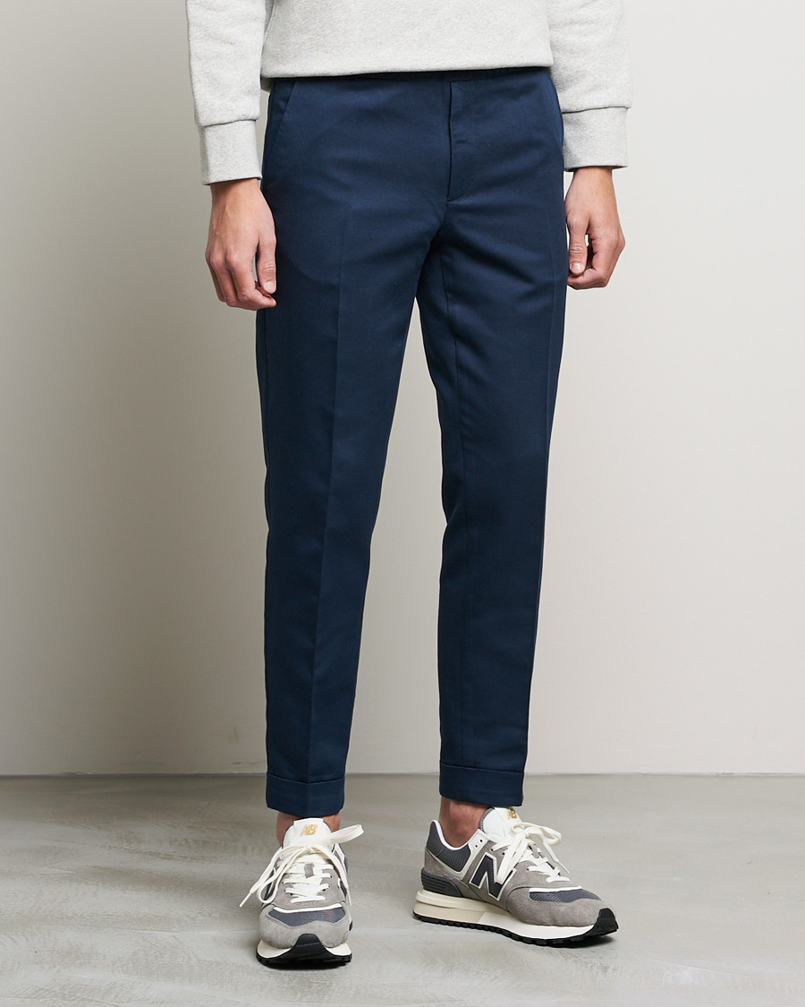 Homme | Pantalons | Filippa K | Terry Linen Trousers Navy