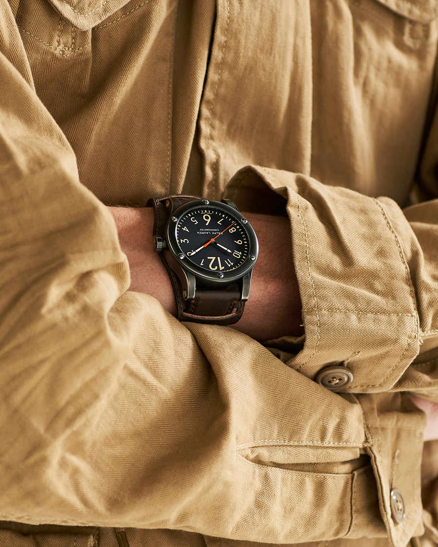 Homme | Bracelet En Cuir | Polo Ralph Lauren | 45mm Safari Chronometer Black Steel/Calf Strap