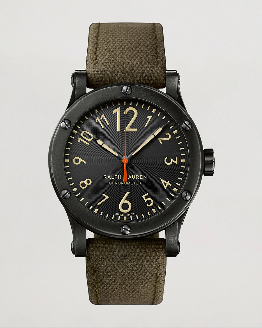 Homme | Polo Ralph Lauren 45mm Safari Chronometer Black Steel/Canvas Strap | Polo Ralph Lauren | 45mm Safari Chronometer Black Steel/Canvas Strap