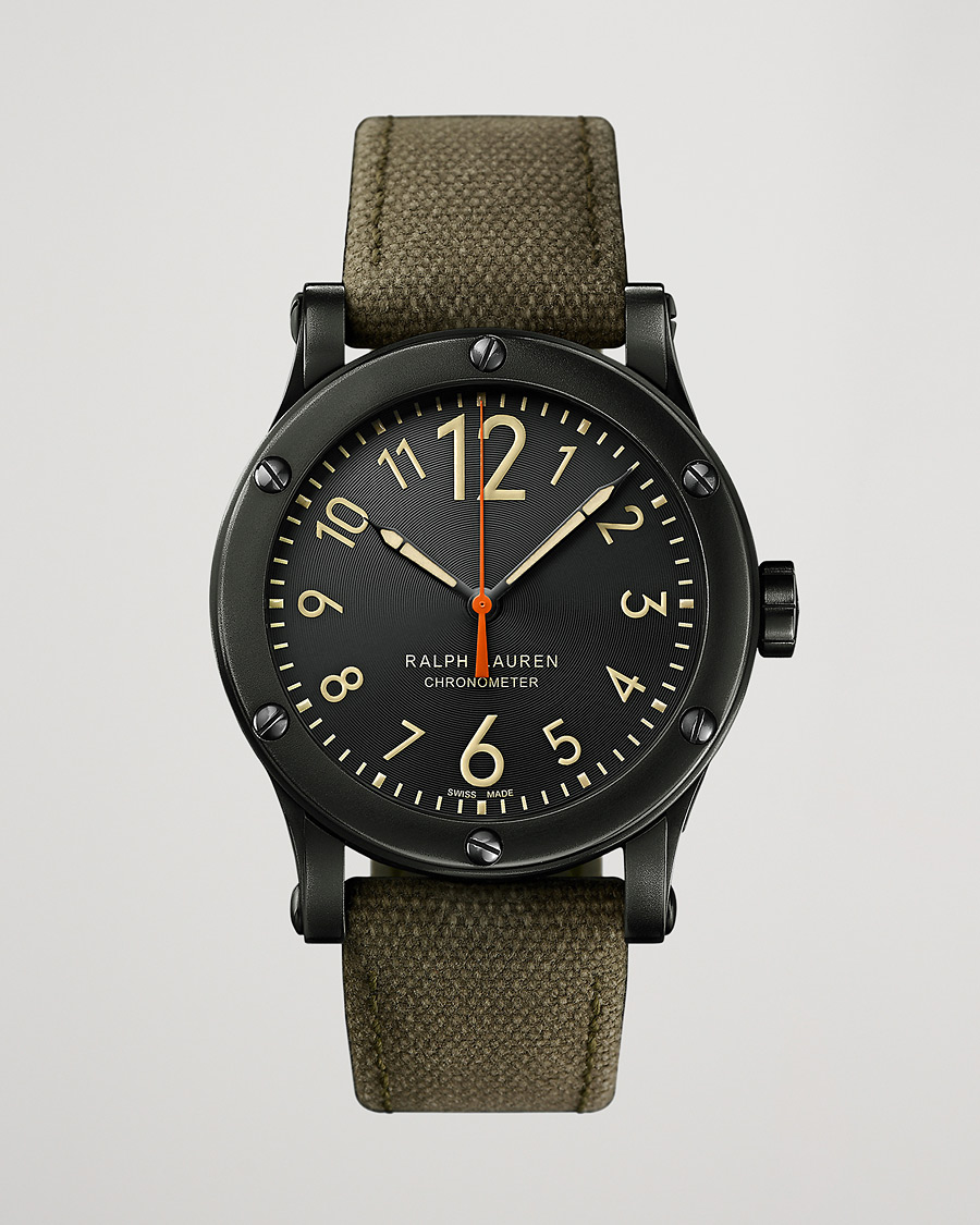 Homme | Polo Ralph Lauren 39mm Safari Chronometer Black Steel/Canvas Strap | Polo Ralph Lauren | 39mm Safari Chronometer Black Steel/Canvas Strap