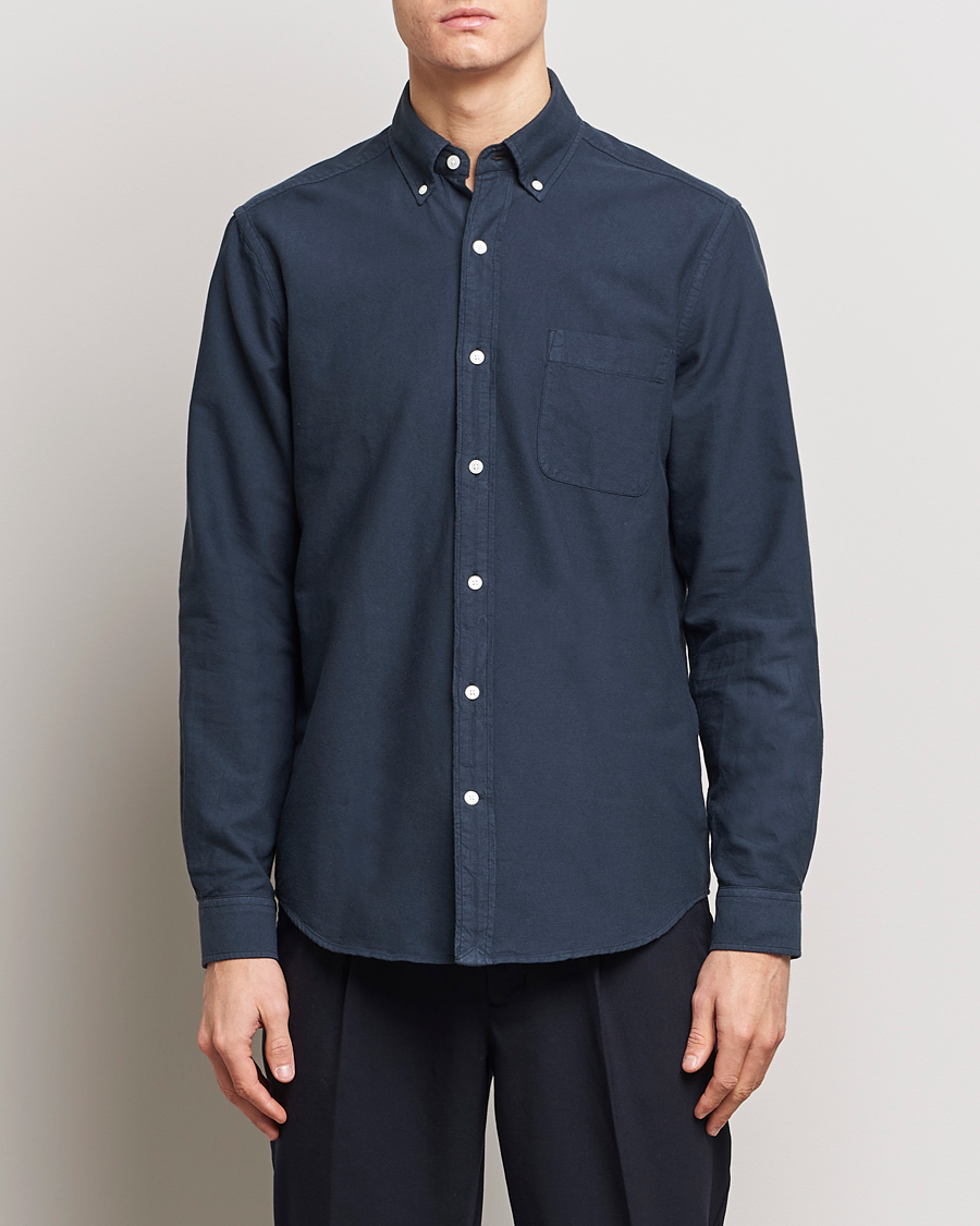 Homme |  | A Day's March | Moorgate Dyed Oxford Shirt Navy