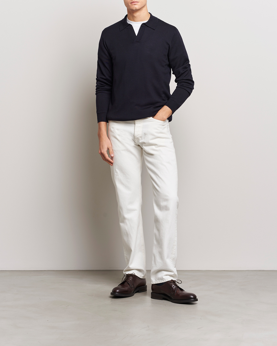 Homme | Pulls Et Tricots | A Day's March | Manol Merino Polo Navy