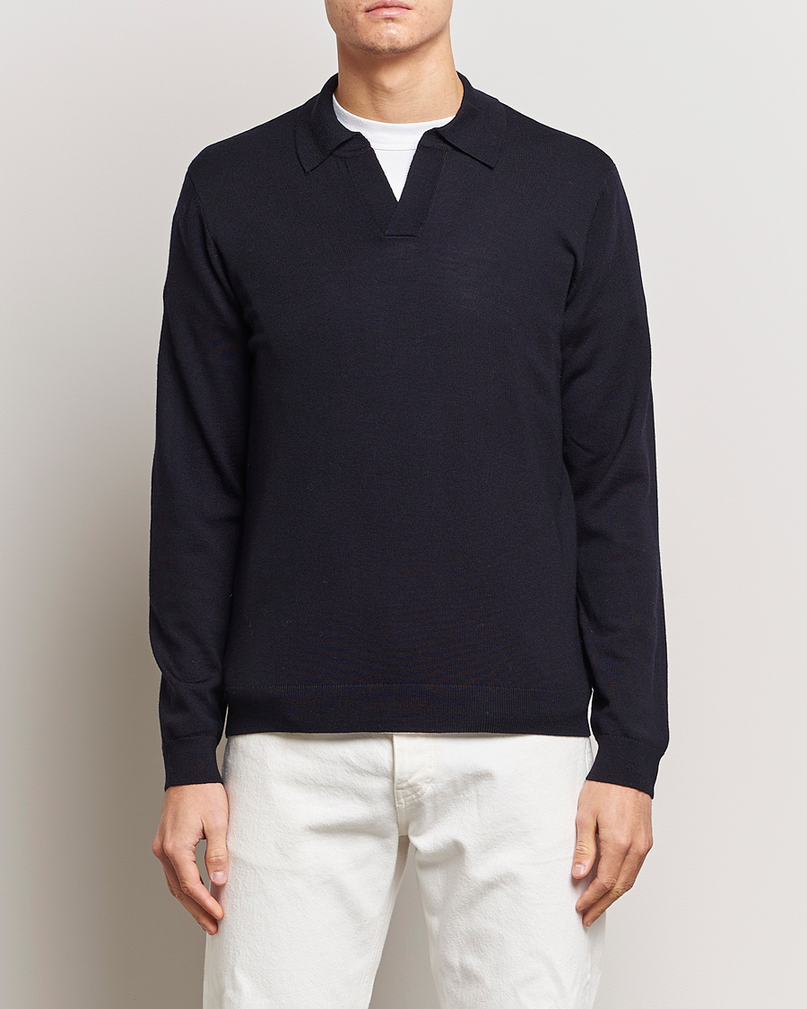 Homme | Polos Tricotés | A Day's March | Manol Merino Polo Navy