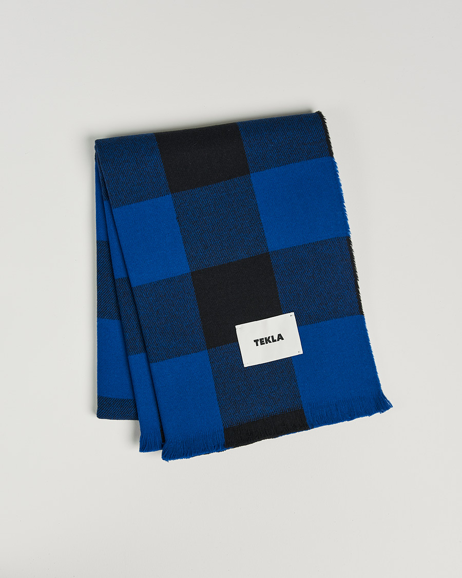 Homme | Tekla Merino Wool Blanket Blue Gingham | Tekla | Merino Wool Blanket Blue Gingham