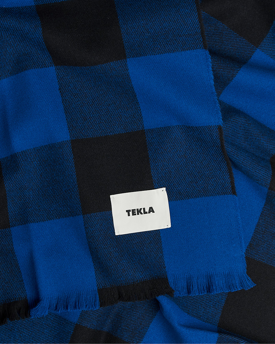 Homme | Tekla Merino Wool Blanket Blue Gingham | Tekla | Merino Wool Blanket Blue Gingham