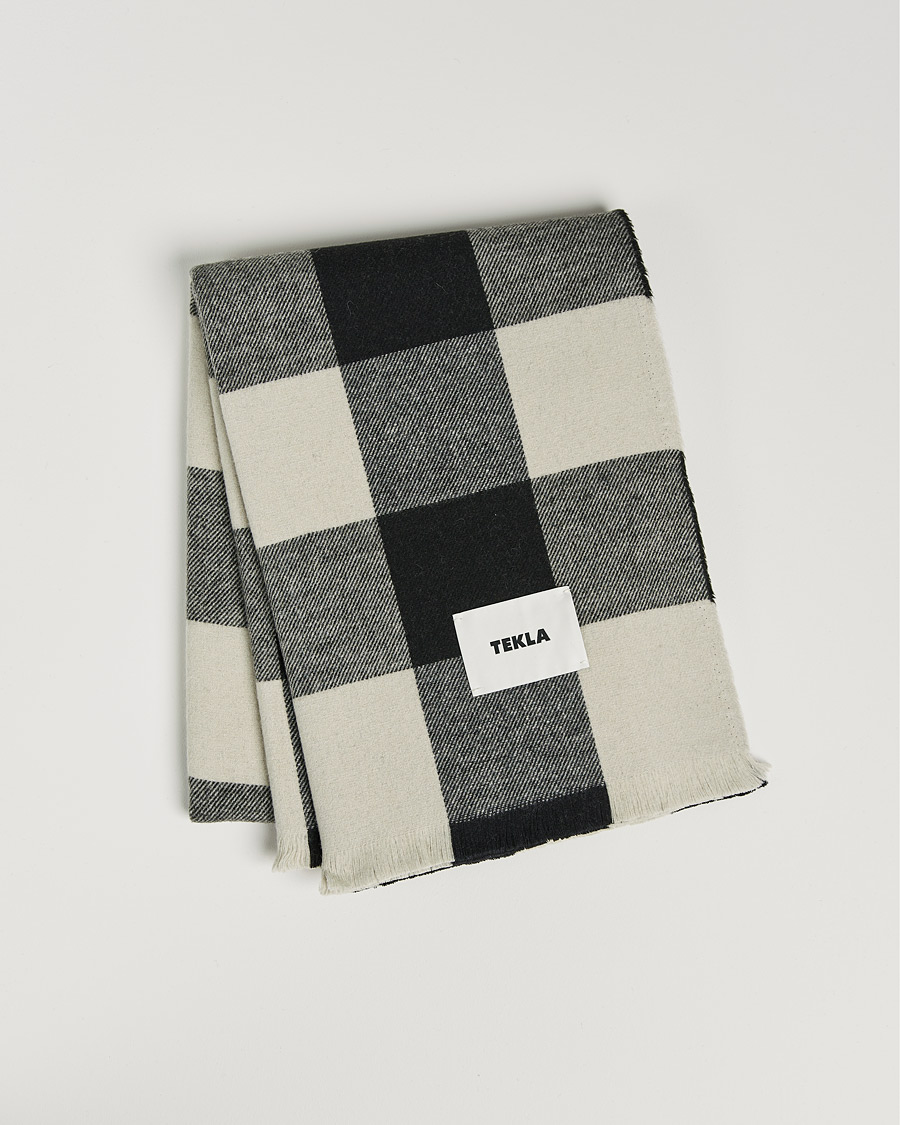 Homme | Tekla Merino Wool Blanket Black Gingham | Tekla | Merino Wool Blanket Black Gingham