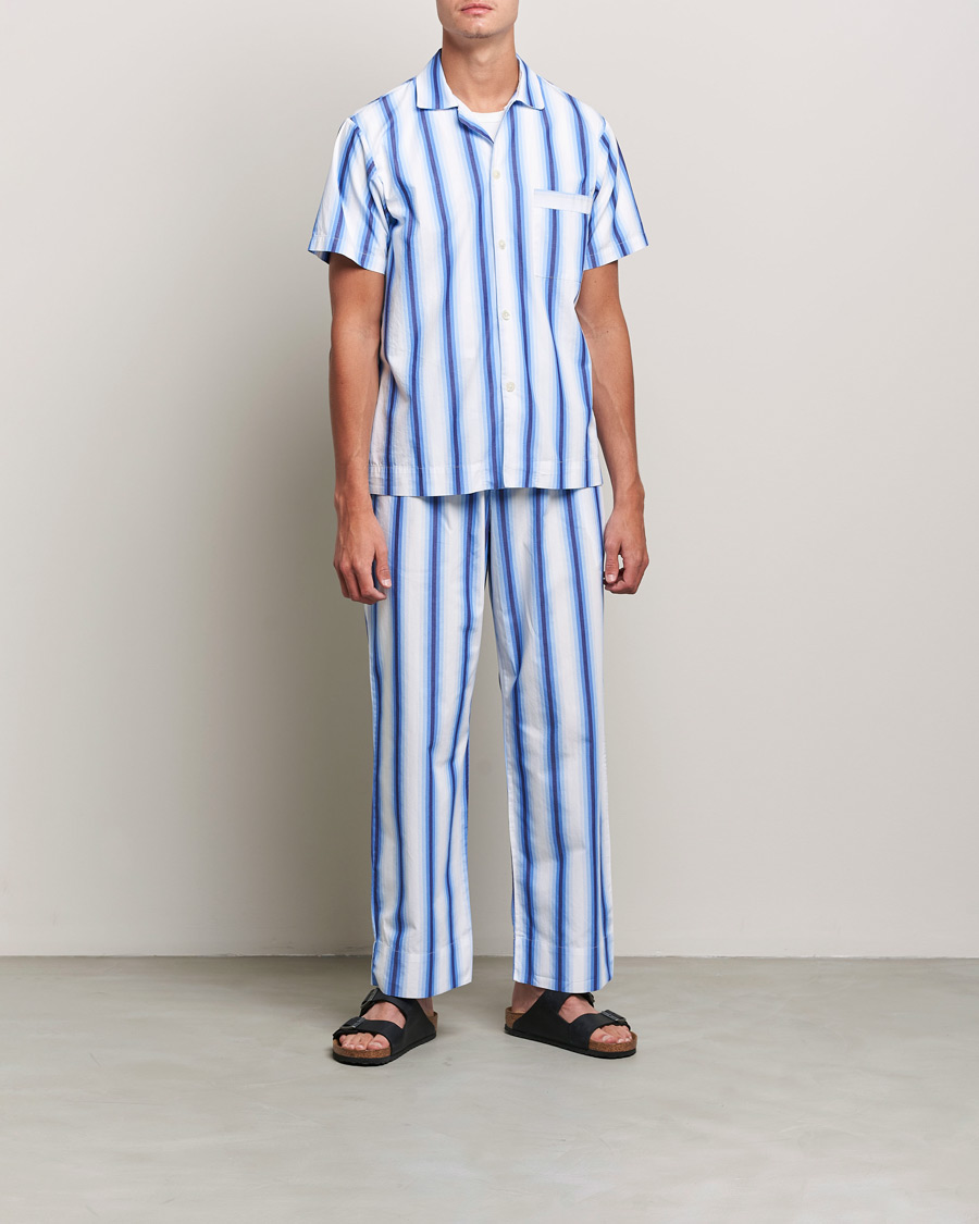 Homme | Peignoirs Et Pyjamas | Tekla | Poplin Pyjama Short Sleeve Shirt Blue Marquee