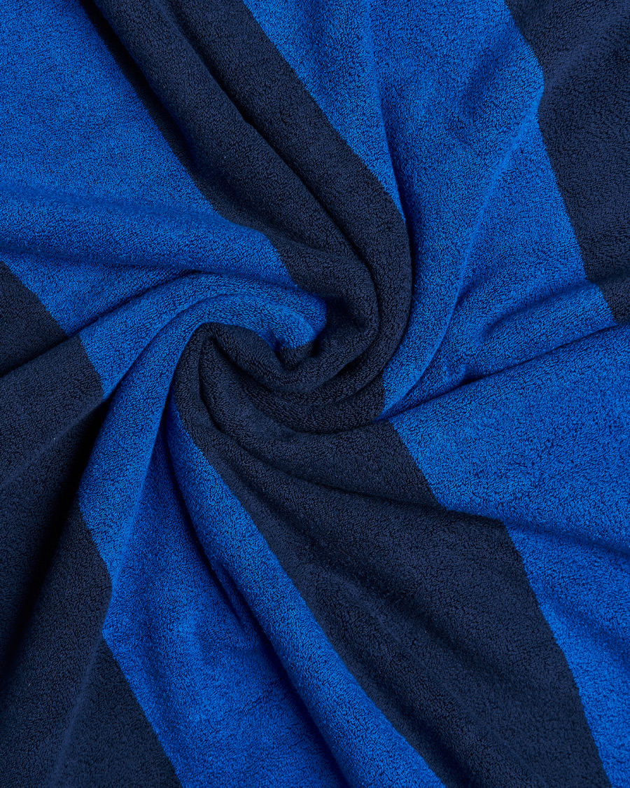 Homme | Tekla Organic Terry Beach Towel Navy Block Stripes | Tekla | Organic Terry Beach Towel Navy Block Stripes