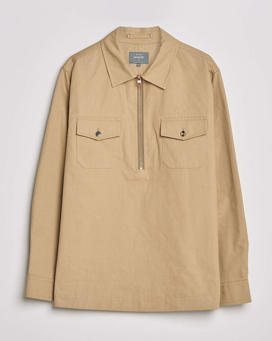 Homme | Chemises | Private White V.C. | Half Zip Pullover Sand