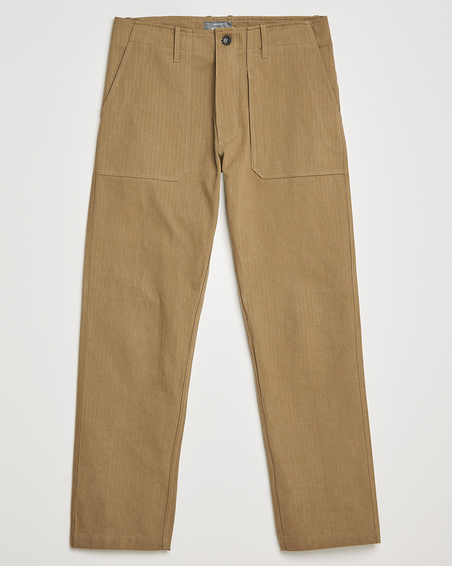 Homme | Pantalons | Private White V.C. | Maker´s Cotton Herringbone Trousers Sand