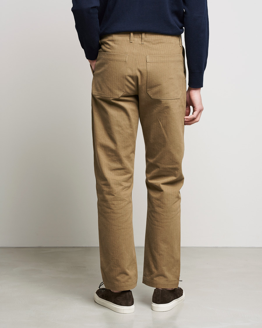 Homme | Pantalons | Private White V.C. | Maker´s Cotton Herringbone Trousers Sand