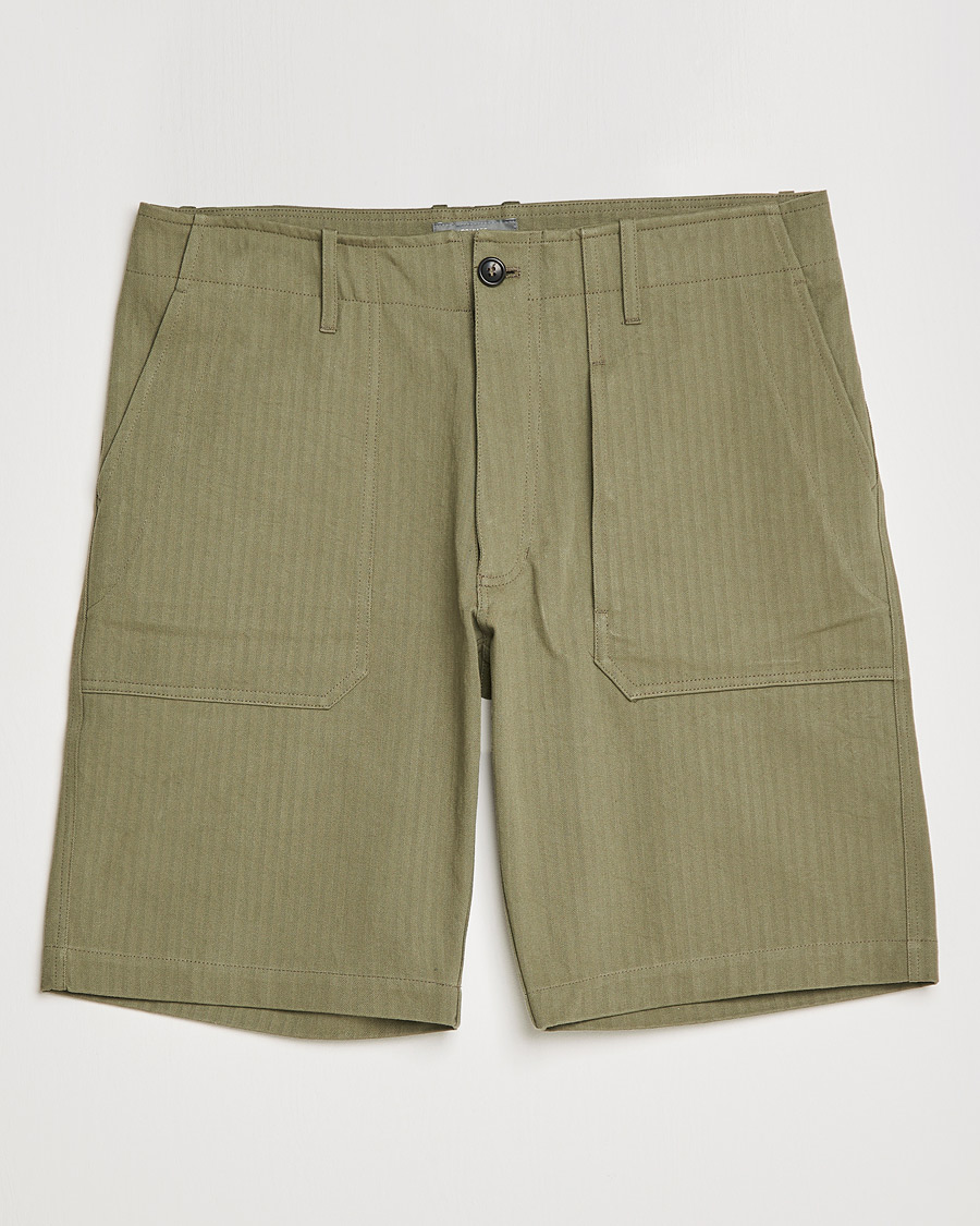 Homme | Shorts | Private White V.C. | Maker´s Cotton Herringbone Shorts Khaki