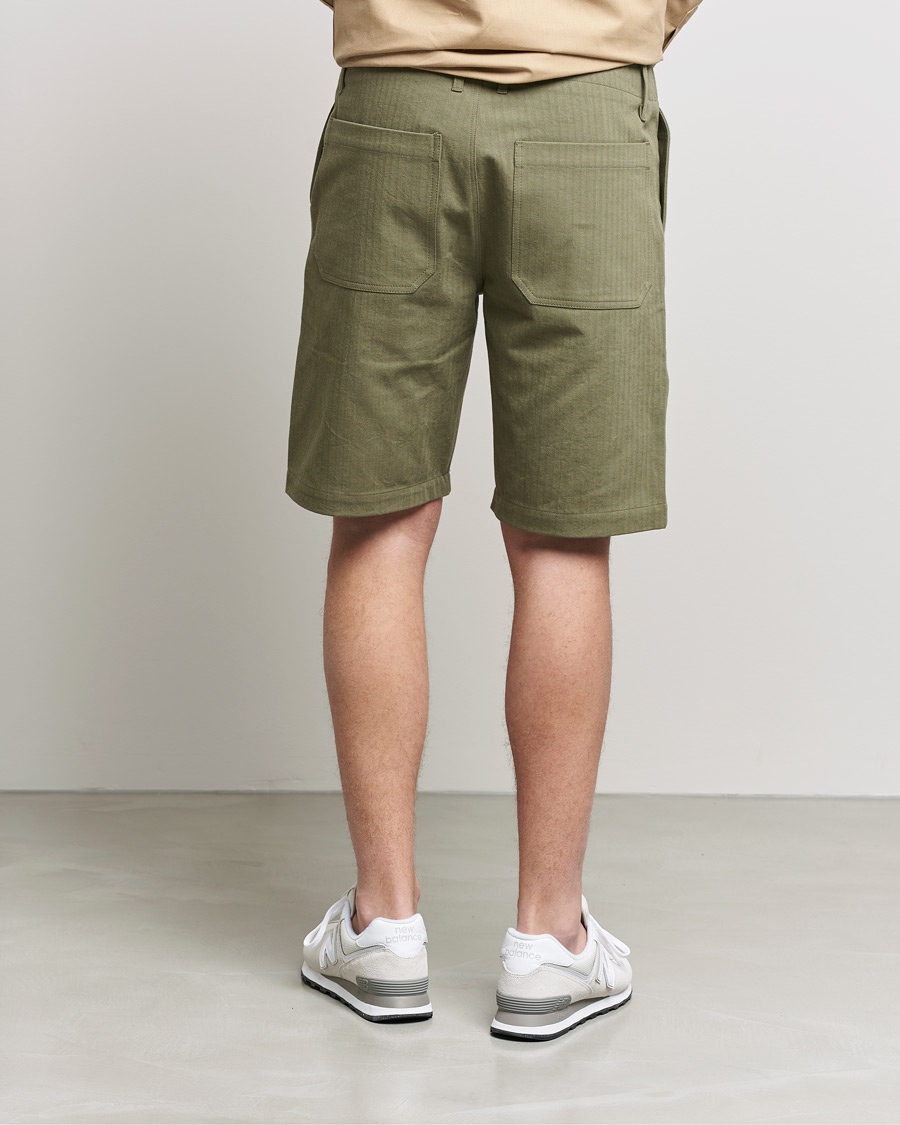 Homme | Shorts | Private White V.C. | Maker´s Cotton Herringbone Shorts Khaki