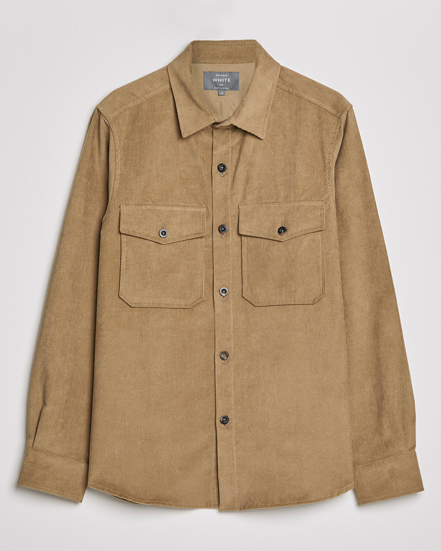 Homme | Chemises | Private White V.C. | Patch Pocket Corduroy Overshirt Taupe
