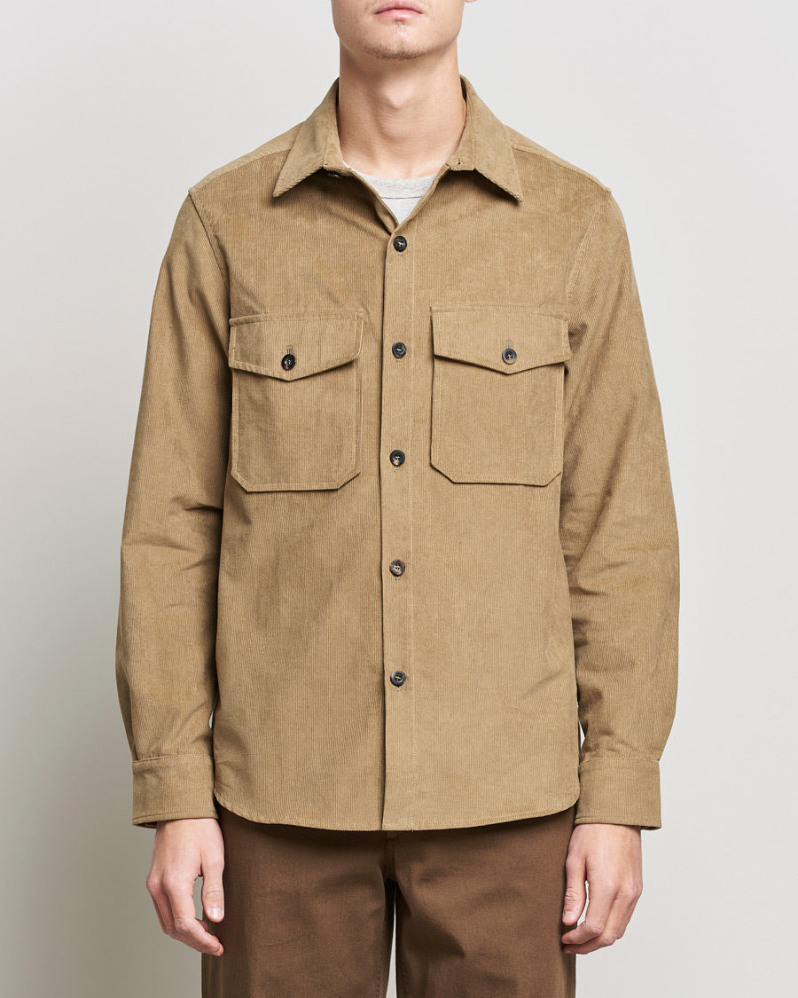 Homme | Chemises | Private White V.C. | Patch Pocket Corduroy Overshirt Taupe