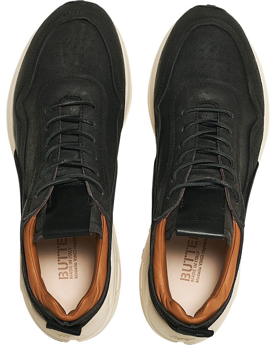 Homme | Buttero Vinci Bianchetto Leather Running Sneaker Black | Buttero | Vinci Bianchetto Leather Running Sneaker Black