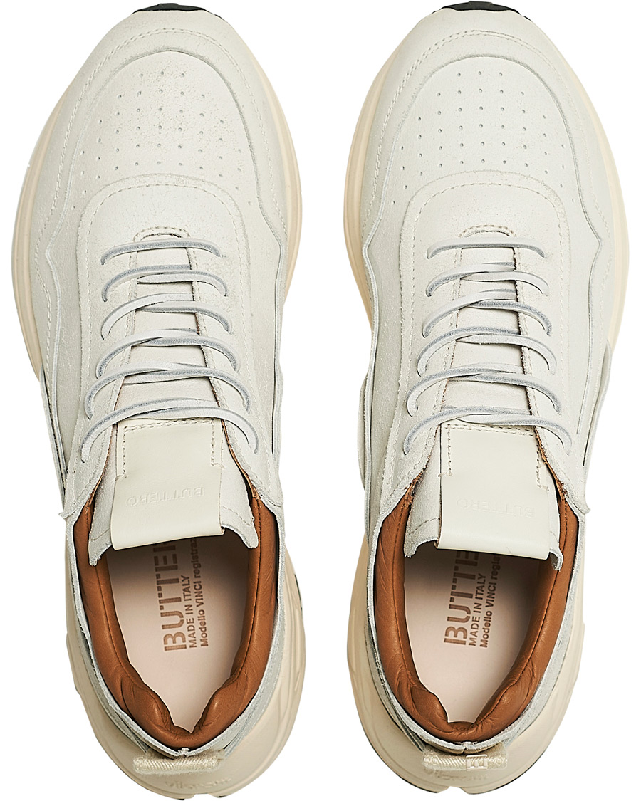 Homme | Buttero Vinci Bianchetto Leather Running Sneaker Off White | Buttero | Vinci Bianchetto Leather Running Sneaker Off White
