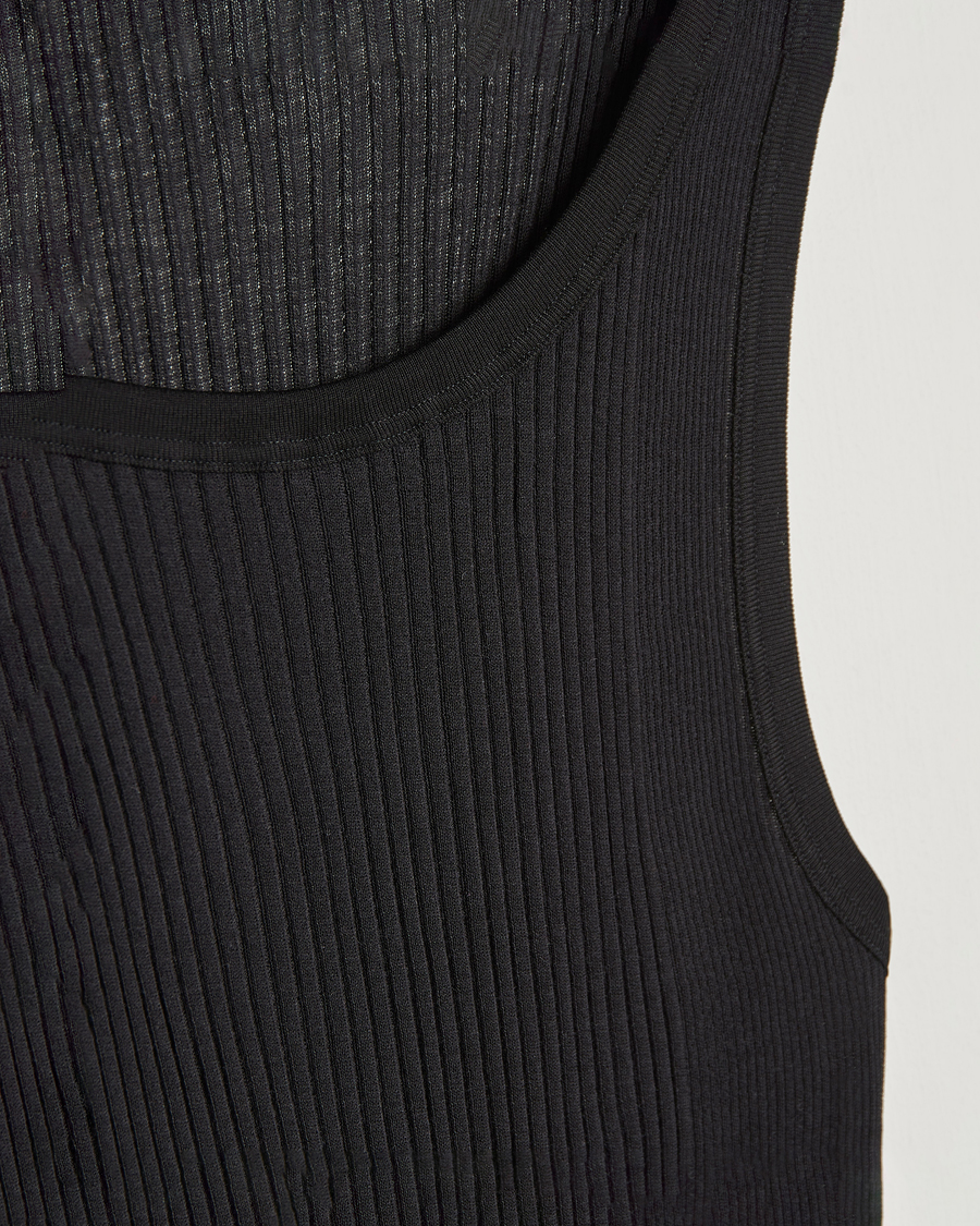 Homme | T-Shirts Noirs | Zimmerli of Switzerland | Ribbed Mercerized Cotton Tank Top Black