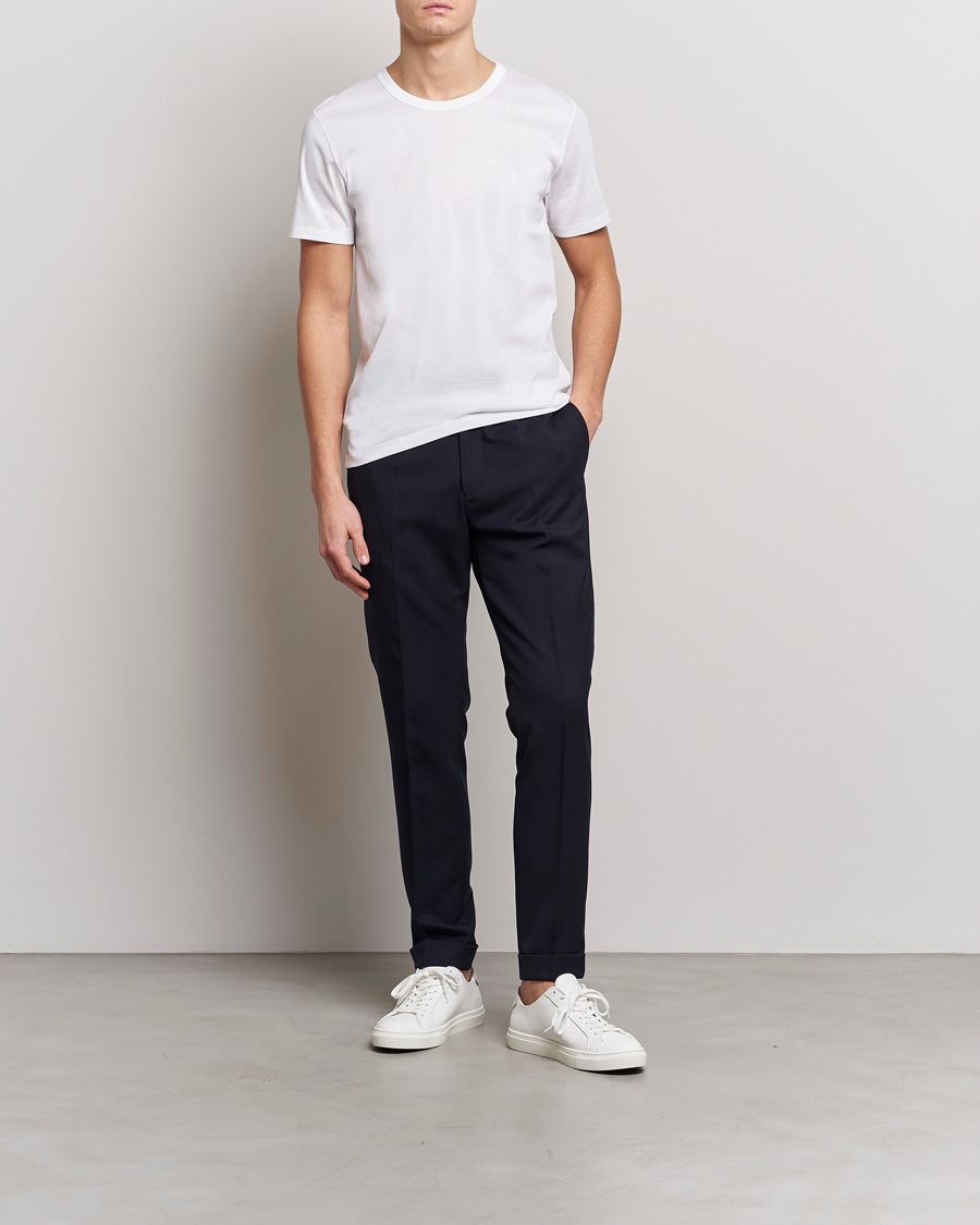 Homme | T-shirts | Zimmerli of Switzerland | Mercerized Cotton Crew Neck T-Shirt White