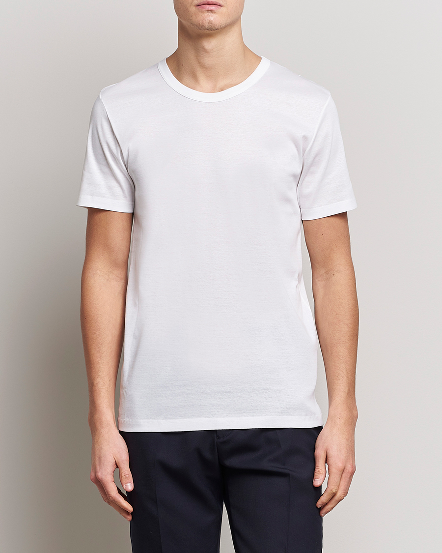 Homme | T-shirts | Zimmerli of Switzerland | Mercerized Cotton Crew Neck T-Shirt White