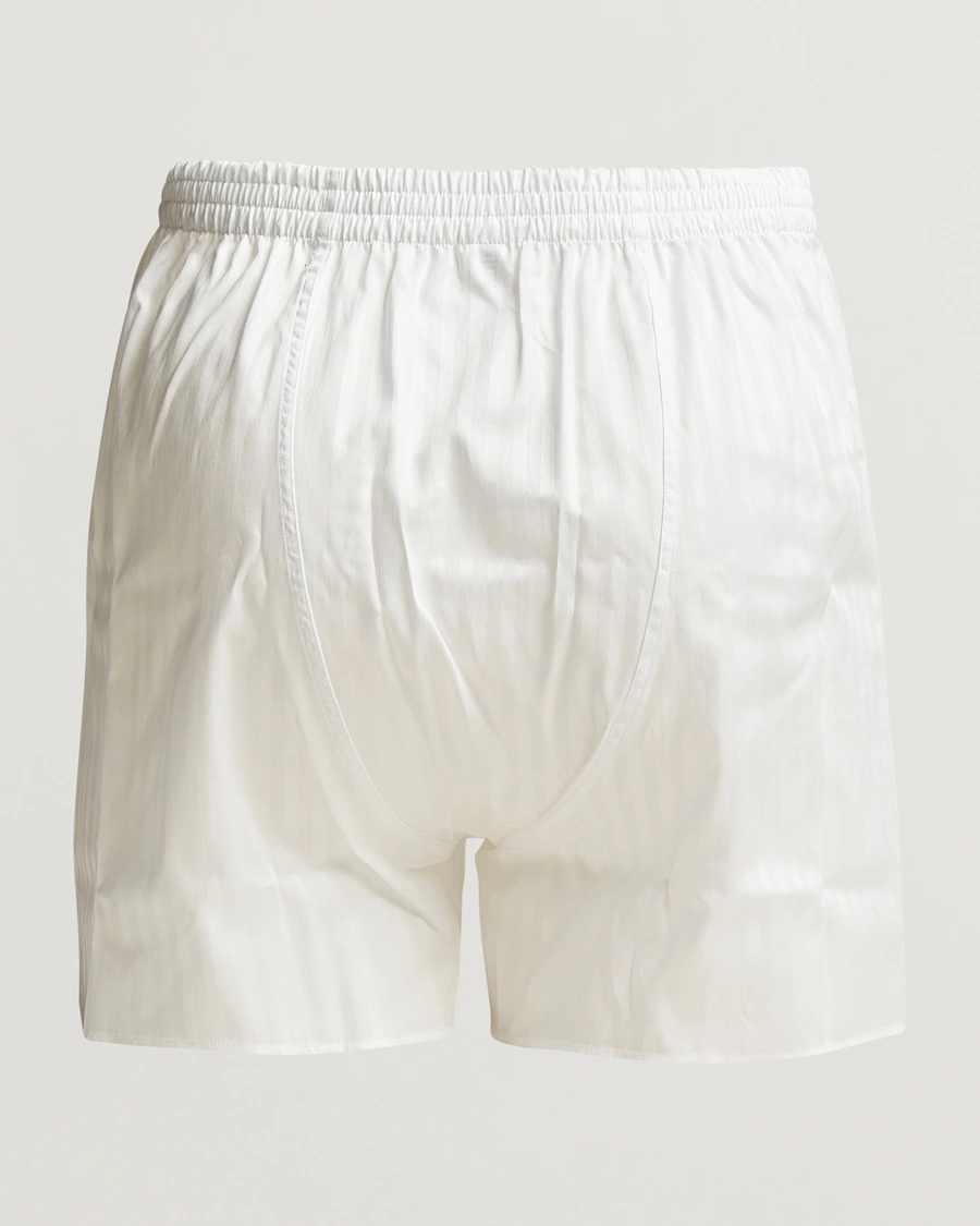 Homme | Boxers | Zimmerli of Switzerland | Mercerized Cotton Boxer Shorts White Stripes